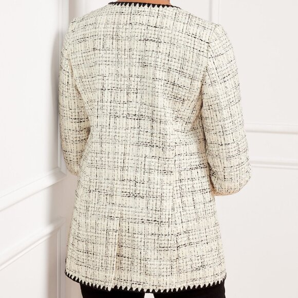NEW Talbots Women's 6 Tipped Tweed Blazer Jacket Textured Classic Quiet Luxury - Picture 2 of 16